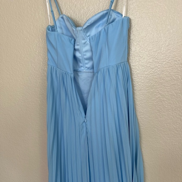 NWOT Admirable Elegance Light Blue Pleated Bustier Maxi Dress - Picture 8 of 10